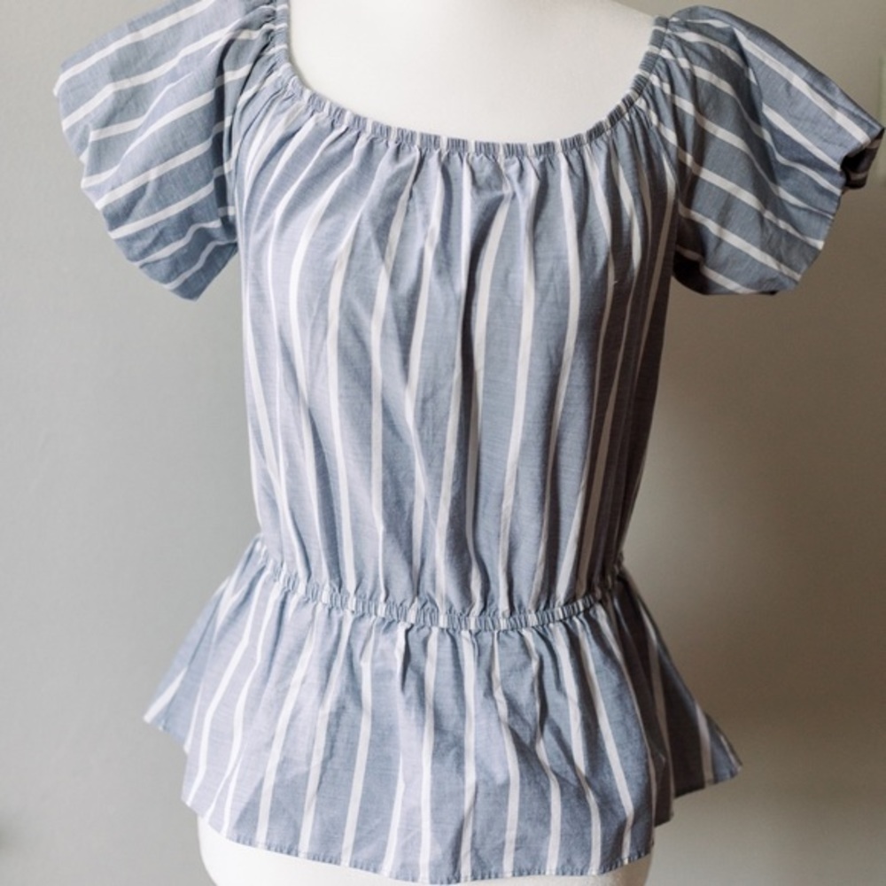 White and Gray Stripe Blouse